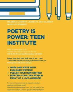 Poetry is Power Teen Institute Flyer